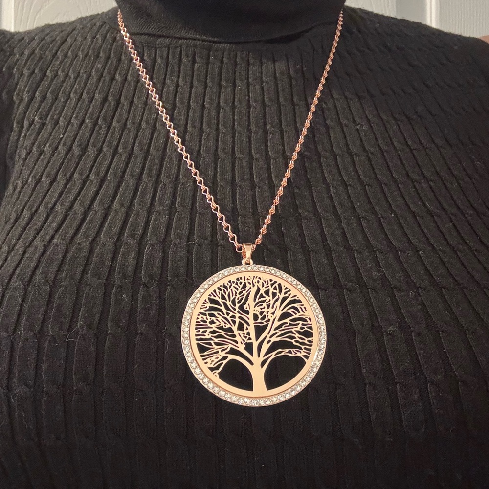 FAC Elegant Rose Gold Tree of Life Pendant Necklace. Never worn.